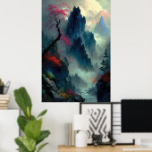 Dreamy Misty Mountain Landscape Poster (Thuiskantoor)