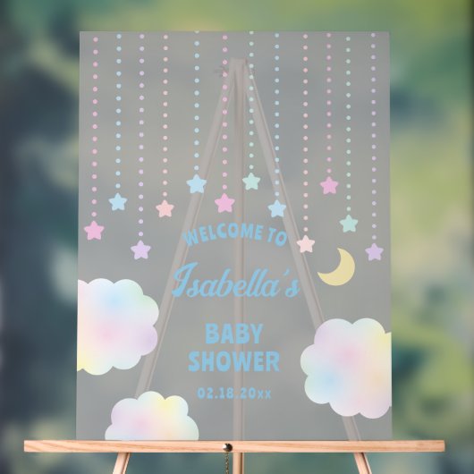 Dreamy Moon and Stars Neutral Baby shower Welcome (Neutre)