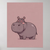 Dreamy Nursery Minimalist Hippo Poster (Voorkant)