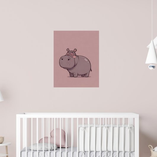 Dreamy Nursery Minimalist Hippo Poster (Kinderkamer 2)
