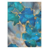 Dreamy Ocean Blue and Gold Tafelkleed (Voorkant)