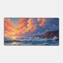 Dreamy Ocean Sunset Cumulus Clouds Coastal Scenery Bureaumat