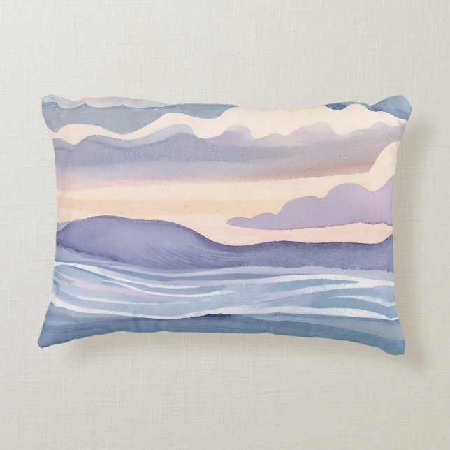 Dreamy Ocean Waves | Watercolor Accent Kussen (Achterkant)