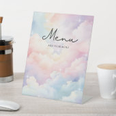 Dreamy Pastel Cloud Nine Menu Baby shower Reclamebord Met Voetstuk (Insitu)