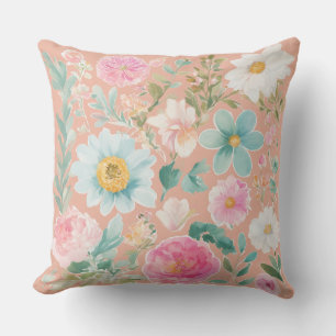 Dreamy Pastel Floral Art coussin