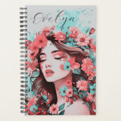 Dreamy Pastel Florals Girl Portrait Pop Art Name (Devant)