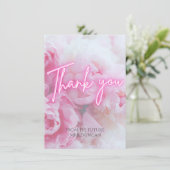 Dreamy Pastel Pink Peonies Floral Carte de remerci (Debout devant)