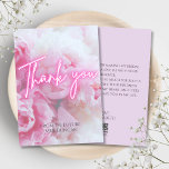 Dreamy Pastel Pink Peonies Floral Carte de remerci<br><div class="desc">Feminine,  moderne,  élégante et romantique conception de douche nuptiale avec des fleurs de pivoine rose pâle délicatement avec des lettres brillantes néon.</div>