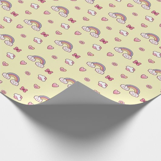 Dreamy Pastel Rainbow – Clouds, Hearts, Flowers Cadeaupapier (Hoek)
