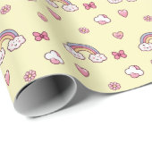 Dreamy Pastel Rainbow – Clouds, Hearts, Flowers Cadeaupapier (Rol Hoek)