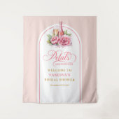 Dreamy petals and prosecco bridal shower backdrop wandkleed (Voorkant)