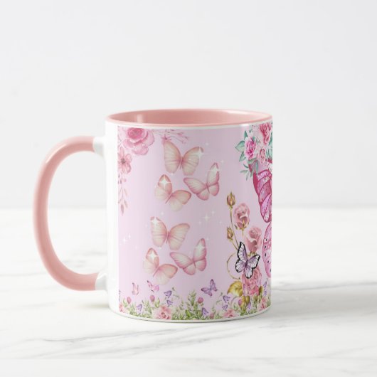 Dreamy Pink Butterfly Mug – Floral Aesthetic Coffe (Gauche)