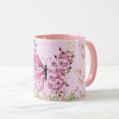 Dreamy Pink Butterfly Mug – Floral Aesthetic Coffe (Devant droit)