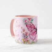 Dreamy Pink Butterfly Mug – Floral Aesthetic Coffe (Devant gauche)