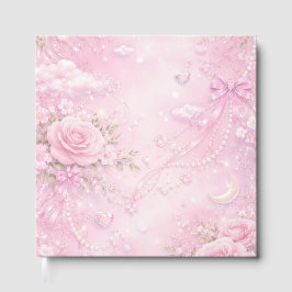 Dreamy Pink Rose Floral Pearls Bows Sparkle Pastel Gastenboek