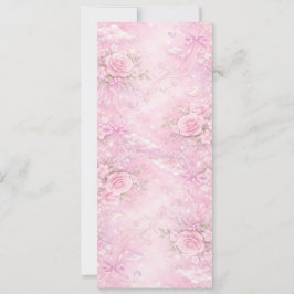 Dreamy Pink Rose Floral Pearls Bows Sparkle Pastel Kaart