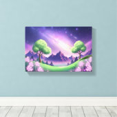 Dreamy Purple Galaxy Night Canvas Afdruk (Insitu (Houten vloer))