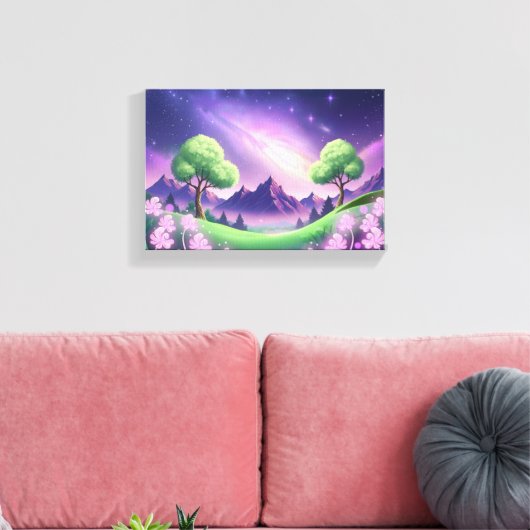 Dreamy Purple Galaxy Night Canvas Afdruk (Insitu (Woonkamer))