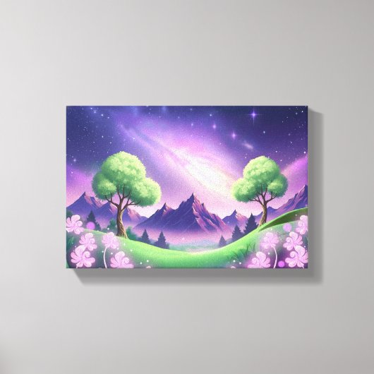 Dreamy Purple Galaxy Night Canvas Afdruk (Voorkant)