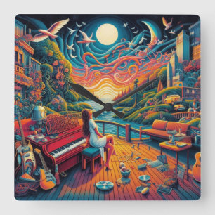 Dreamy Riverfront Harmony Vierkante Klok