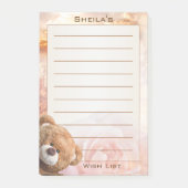 Dreamy Romantic Wish List Bear Post-it Notes (Devant)