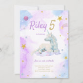 Dreamy rose Unicorn Invitation Anniversaire (Devant)