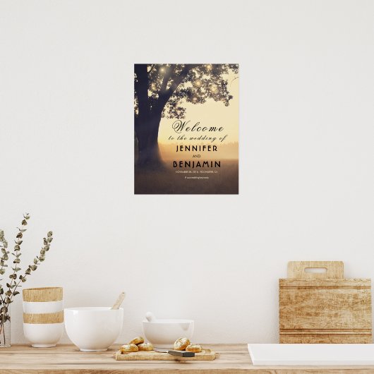 Dreamy Rustic Tree Lights Affiche de bienvenue Mar (Cuisine)