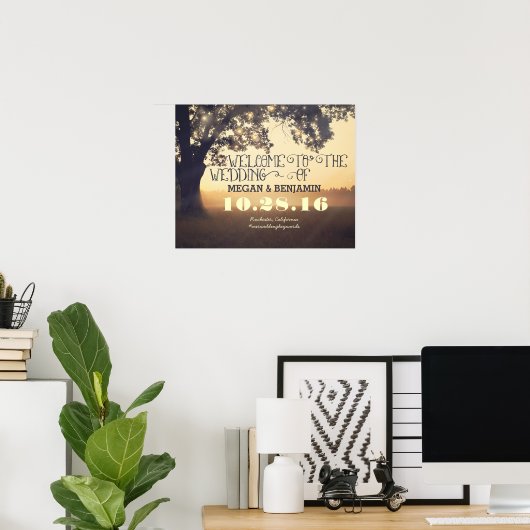 Dreamy Rustic Tree Lights Affiche de bienvenue Mar (Bureau à domicile)