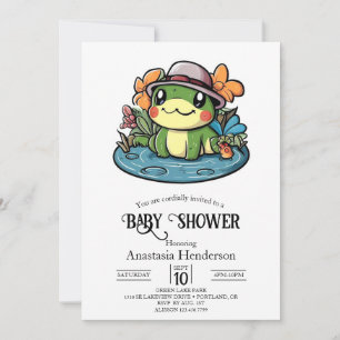 Dreamy Simple Frog Baby shower Kaart
