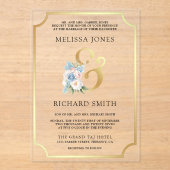 Dreamy Soft Blue Pink Floral Wedding Acryl Uitnodigingen (Voorkant)