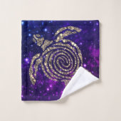 Dreamy Spiral Gold Shimmery Tortues de mer (Gant de toilette)