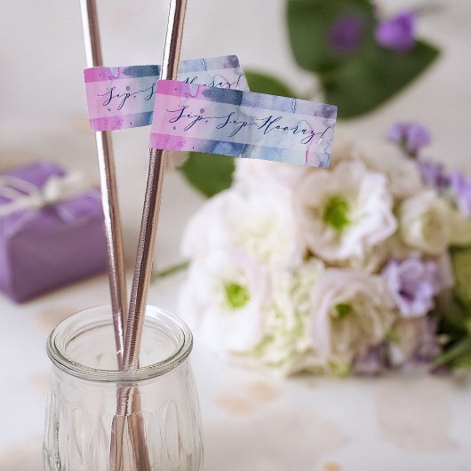 Dreamy Spring Bridal Shower Straw Flag Stickers