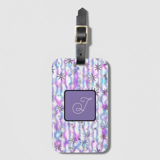 Dreamy Starburst Waves Pattern Personalized Bagagelabel (Voorkant (verticaal))