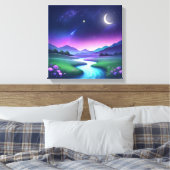 Dreamy Starlight River Landscape Serenity Canvas Afdruk (Insitu (Slaapkamer))