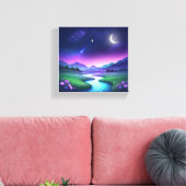 Dreamy Starlight River Landscape Serenity Canvas Afdruk (Insitu (Woonkamer))