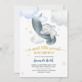 Dreamy Stars Blue Elephant Baby shower Invitation (Devant)