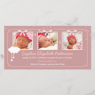Dreamy Stars Trois Photo Baby Faire-part de naissa
