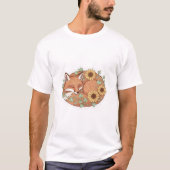 Dreamy Sunflower Sleeping Fox T-Shirt (Voorkant)