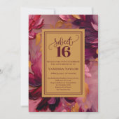 Dreamy Sweet 16 Burgundy Blush Boho Invitation (Devant)