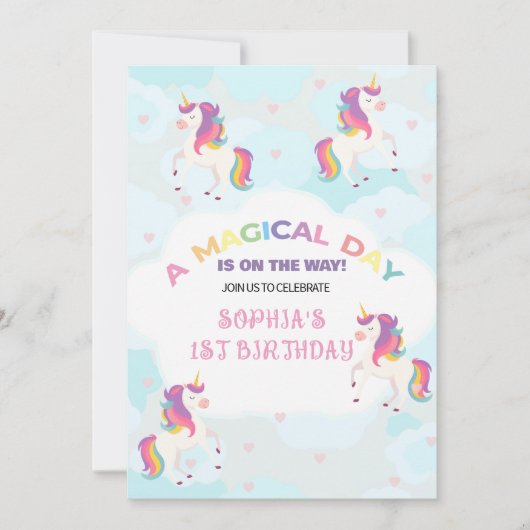 Dreamy Unicorn Invitation Anniversaire (Devant)