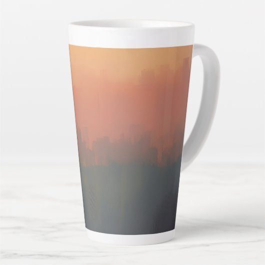 Dreamy Urban Mist – Abstract Cityscape Mug Latte Mok (Rechterhoek)