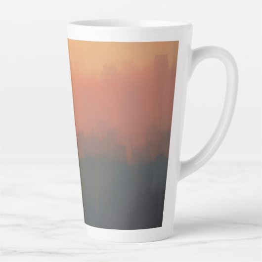 Dreamy Urban Mist – Abstract Cityscape Mug Latte Mok (Rechts)