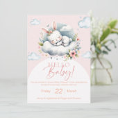 Dreamy watercolor bunny baby shower invitation (Debout devant)