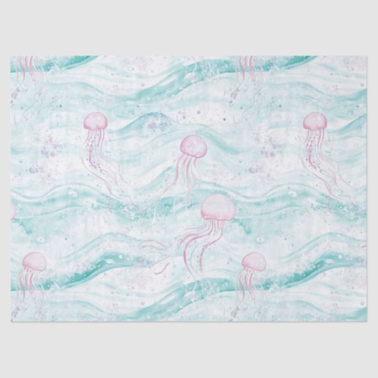 Dreamy Watercolor Jellyfish Ocean Pattern (4) Tissuepapier (Voorkant)