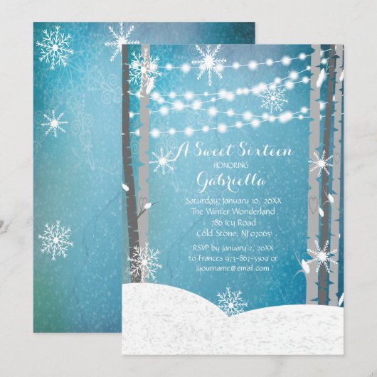 Dreamy Woodland Forest Sweet16 Invitation d'annive (Devant / Derrière)