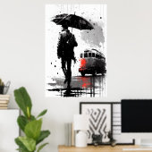 Dreary Bus Stop met schilderen Poster (Thuiskantoor)