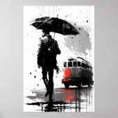 Dreary Bus Stop met schilderen Poster (Voorkant)