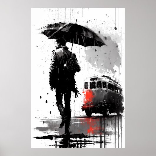 Dreary Bus Stop met schilderen Poster (Voorkant)