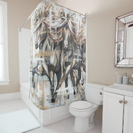 Drei Tölter Braun Douchegordijn