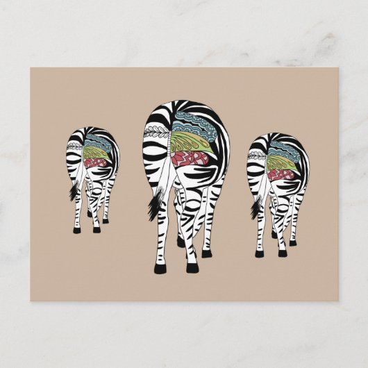 Drei Zebras  Briefkaart (Voorkant)